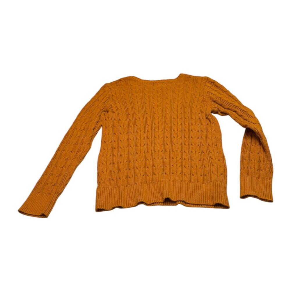 St. John's Bay Sweater Women's LP Orange Cotton Cable Knit Long Sleeve Pullover - Picture 3 of 6
